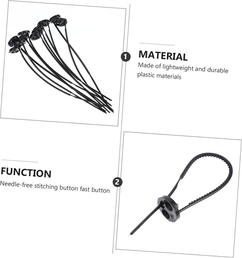 أزرار ديكورية من البلاستيك الأسود مع إبر 60 قطعة، مثبتات سريعة الاستبدال بدون خياطة للقمصان والتنانير - Image 3